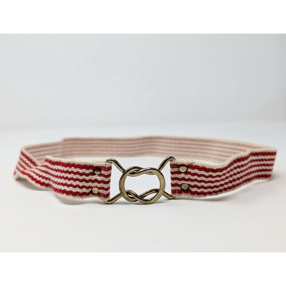 Vintage 80s Belt Red White Stripe Elastic Stretch Women's 26.5 Inches XS S